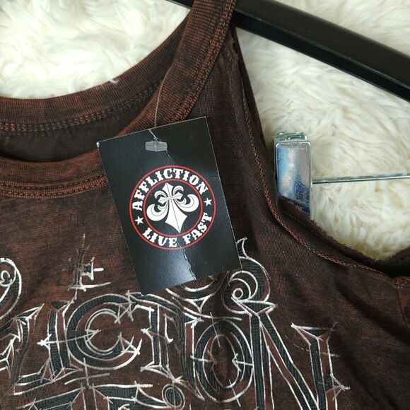 Affliction Women's FACTORY GRADE Foiled Long Sleeve Crew Neck Tee size M NWT - Picture 5 of 8